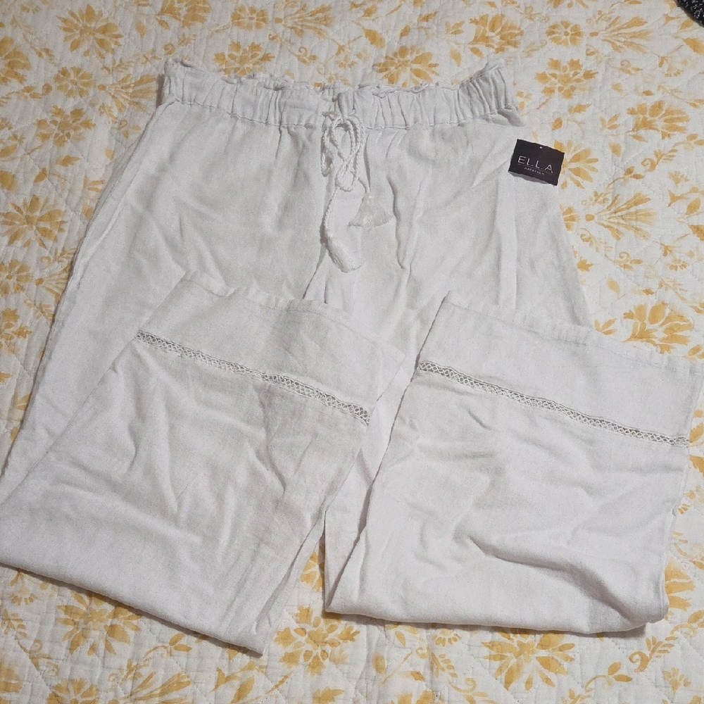 White  Linen Pants Wide Leg Ella